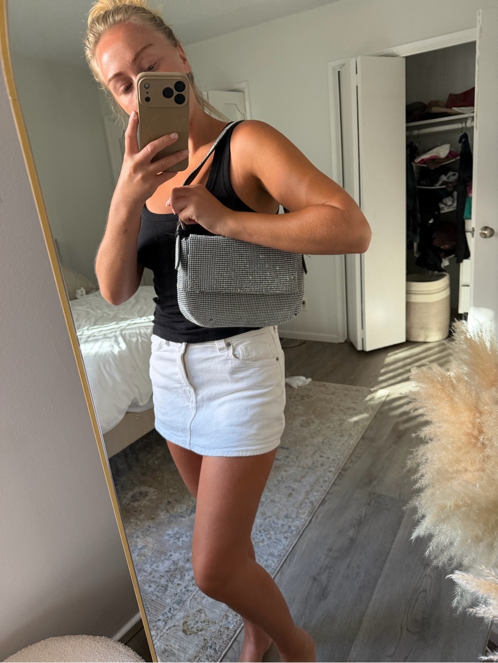 Topshop Silver Rhinestone Shoulder Bag